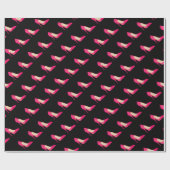 Papier Cadeau Talons roses sur le papier d'emballage noir (Plat)