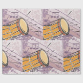 Papier Cadeau Tambour traditionnel Bongo avec notes musicales (Plat)