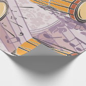 Papier Cadeau Tambour traditionnel Bongo avec notes musicales