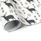 Papier Cadeau Tan & Black Deer Motif, Noël (Coin rond)