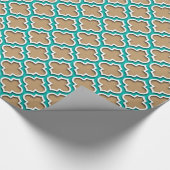 Papier Cadeau Tan de chameau, Turquoise, Quatrefoil Marocain Bla (Coin)