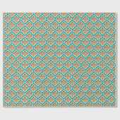 Papier Cadeau Tan de chameau, Turquoise, Quatrefoil Marocain Bla (Plat)
