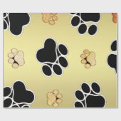 Papier Cadeau Tan et empreinte de patte noir sur un arrière - pl (Plat)