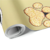 Papier Cadeau Tan et empreinte de patte noir sur un arrière - pl (Coin rond)