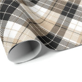 Papier Cadeau Tan et plaid noir (Coin rond)