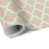 Papier Cadeau Tan & Green Ikat Quatrefoil Motif (Coin rond)