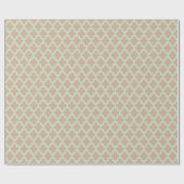 Papier Cadeau Tan & Green Ikat Quatrefoil Motif (Plat)
