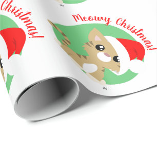 Papier Cadeau Tan Meowy Christmas Kitty Wrapper Papier