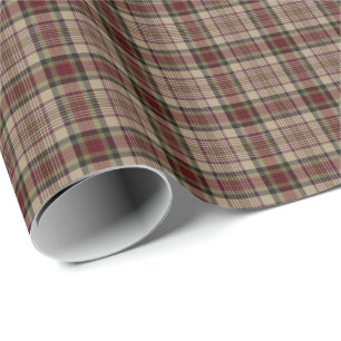 Papier Cadeau Tan, rouge, et motif de plaid de vert