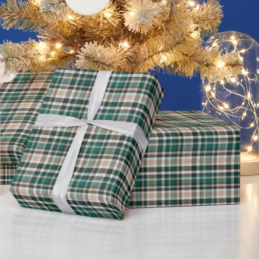 Papier Cadeau Tan rustique et vert plaid (Vacances)