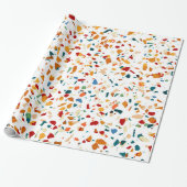 Papier Cadeau Tan Terrazzo | Peinture Eclectique Quirky Confetti (Déroulé)