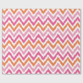 Papier Cadeau Tangerine rose Zigzags Motif Ikat (Plat)