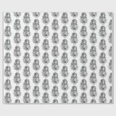 Papier Cadeau Tangle Art : Portrait floral - Rôle (Plat)