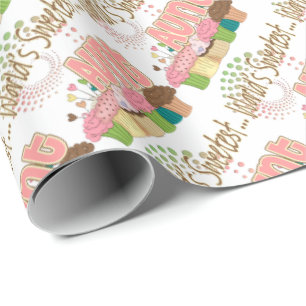 Papier Cadeau Tante la plus douce Cupcake Edition Pattern du