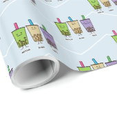 Papier Cadeau Tapioca de taro de lait de boissons de vert de thé (Coin rond)