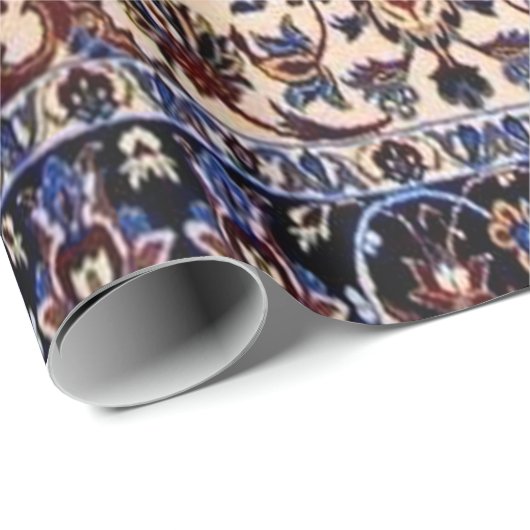 Papier Cadeau Tapis bleu turc oriental antique Perse (Coin rond)