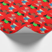 PAPIER CADEAU TAPIS DE TERRIERS ÉCOSSAIS À ROUE (Coin)