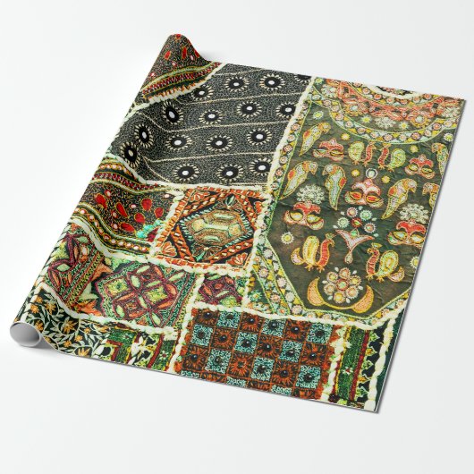 Papier Cadeau Tapis indien patchwork en Rajasthan, Asie (Déroulé)