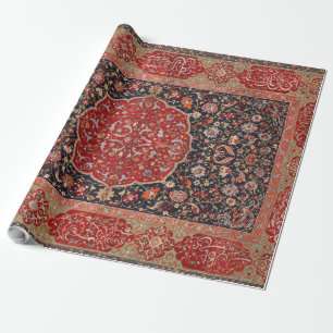 Papier Cadeau Tapis Persan Antique Motif d'Art Vieilli en Distre