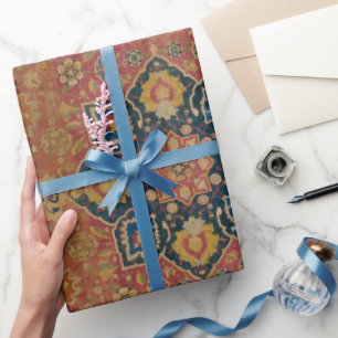 Papier Cadeau Tapis persan asiatique Kashan en or rouge
