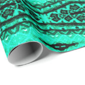 Papier Cadeau Tapis persan ikat vert clair. Ethnique (Coin rond)