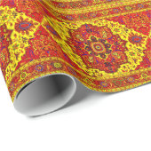 Papier Cadeau TAPIS PERSAN - Rouge & Jaune (Coin rond)