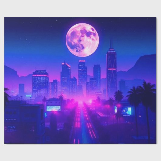 Papier Cadeau Tapis XL de zone de Synthwave de coucher de soleil (Plat)