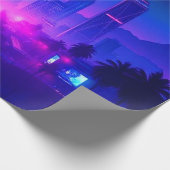 Papier Cadeau Tapis XL de zone de Synthwave de coucher de soleil (Coin)