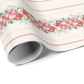 Papier Cadeau tapisserie traditionnelle feuillage de Noël (Coin rond)