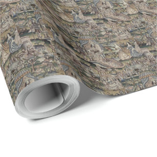 Papier Cadeau Tapisserie vintage Queen Esther Broderie violet