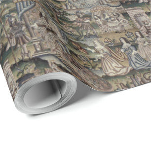 Papier Cadeau Tapisserie vintage Queen Esther Broderie violet