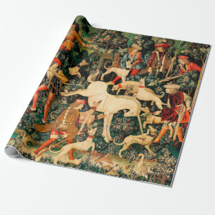 Papier Cadeau Tapisseries de licorne Classique médiéval défend l