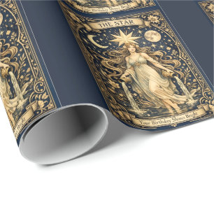 Papier Cadeau Tarot Art Nouveau Anniversaire Étoile Céleste