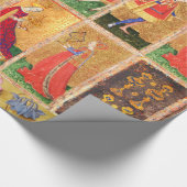 PAPIER CADEAU TAROTS ANCIENS /CHEVALIER, ROI, PAGE, REINE DE COU (Coin)