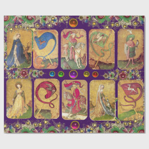 Papier Cadeau Tarots antiques, Cartes de cour allemandes, Drapea