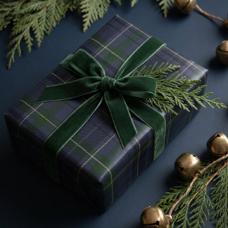 Papier Cadeau Tartan à carreaux classique festif vert marine de