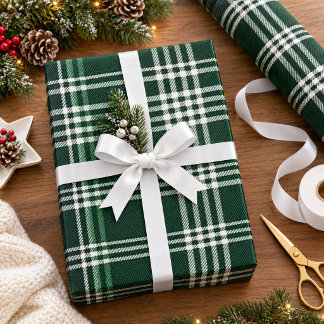 Papier Cadeau Tartan à carreaux classique vert motif simple de v