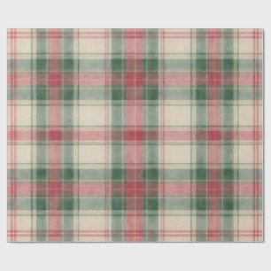 Papier Cadeau Tartan à carreaux de Noël classique