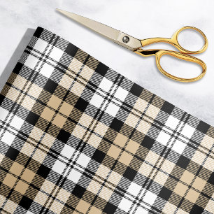 Papier Cadeau Tartan à carreaux noir et beige rustique pour les