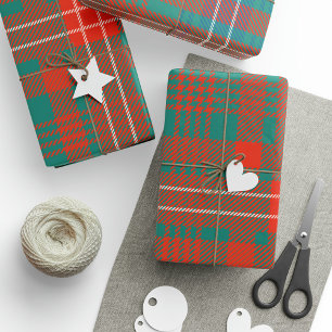 Papier Cadeau Tartan à carreaux orange et bleu du clan Wilson