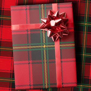 Papier Cadeau Tartan à carreaux rouge et vert classique de Noël