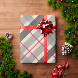 Papier Cadeau Tartan Balmoral Noir Gris Beige Bourgogne