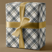 Papier Cadeau Tartan beige et vert foncé Plaid Noël