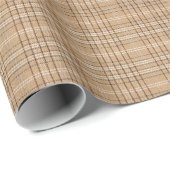 Papier Cadeau Tartan Beige : Tissu Plaid Classique. (Coin rond)