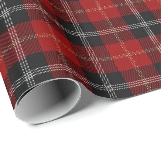 Papier Cadeau Tartan blanc noir rouge écossais de Marjoribanks (Coin rond)