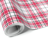 Papier Cadeau Tartan - Blanc-Rouge-Noir (Coin rond)