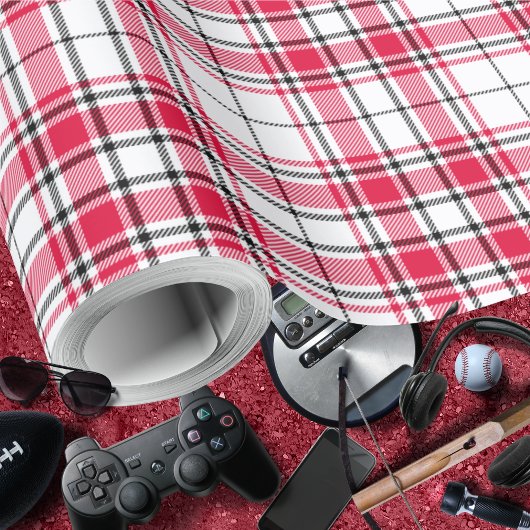 Papier Cadeau Tartan - Blanc-Rouge-Noir