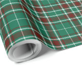 Papier Cadeau Tartan - Blanc vert et rouge rouet rousse (Coin rond)