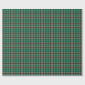 Papier Cadeau Tartan - Blanc vert et rouge rouet rousse (Plat)