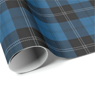 Papier Cadeau Tartan bleu d'écossais de chasse de Ramsay de clan